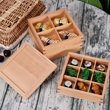 Japonský Štýl viacvrstvové Drevené Lunch Box Bento Box, Multi-grid Jedlo Box Potravín Kontajner Piknik Party, Grilovanie, Obed Kontajner
