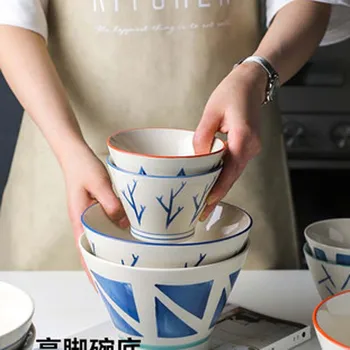 FANCITY Japonské keramické misy jeden roztomilý malý ryža misy polievkové misy rezance misy tvorivé osobnosti domácnosti vysoký klobúk misa