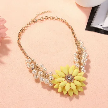Módne šperky perlový náhrdelník sladké štedrý kvet náhrdelníky slnečnice prívesok príslušenstvo veľkoobchod wild Korálky Šperky