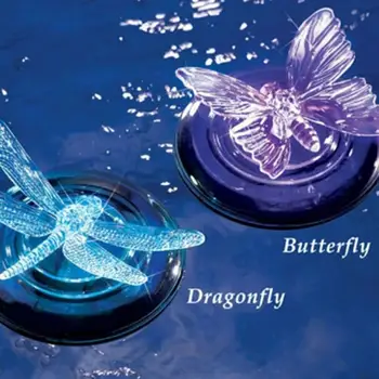 Float Lampy Solárne Led RGB Multi Farebné Zmeny Motýľ Dragonfly Tvar Outdoor Záhrada Plávanie Prameň Vody v bazénoch Svetlo zariadené, pri