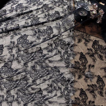 Black Off White 1 yard 150 cm Oka Textílie, Čipky DIY Svadobné Šaty Nightdress Sukne Opony Pozadí Šitie Handričkou