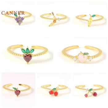 CANNER Jahody Prstene Pre Ženy, Dievčatá 925 Strieborný Prsteň 2021 Trend Anillos Mujer Jemné Šperky Párové Krúžky Väčšinu Minimalistický