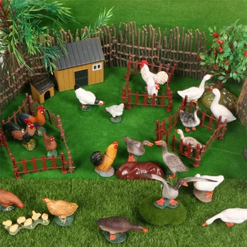 2021 Simulácie Farmy Zvierat Plastové Hračky Akcie PVC Model Kura, Kačica, Hus Obrázok Kolekcie Bábika Hračka pre Deti, Vzdelávacie