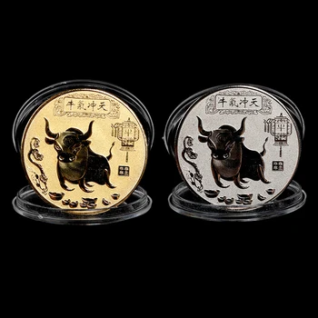 2021 Rok Ox Pamätné Mince Čínskeho Zverokruhu Suvenír Mince Umelecké Remeslo Darček