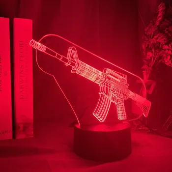 Hra Zbraň M4 Nočné Svetlo Led Dotykový Snímač Farby Nočného na Štúdium lôžková Izba Deco Deti Chlapcov Dieťa Narodeniny Darček Lampa