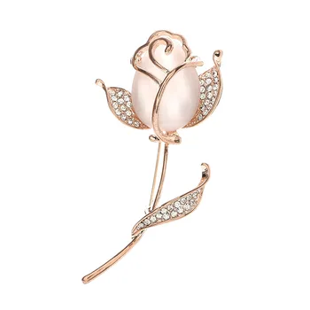 MOONROCY Rose Gold Color Crystal Opal Brošňa Kvetinový Tulipány OL Trendy Vintage Šperky Veľkoobchod pre Ženy Darček Dropshipping