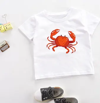 Cartoon Módne Dievča Topy Kawaii Zábavné Dievčatá Tričko Roztomilý Pirát Octopus Lobster Harajuku Chlapci T Košele 24M-9T Nové Oblečenie pre Deti