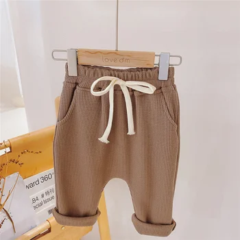 Chlapci dievčatá farbou voľné bežné nohavice na jar jeseň 2021 batoľa detský bavlnené elastické nohavice