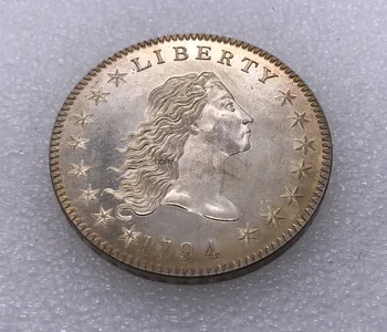 Spojené Štáty Americké Mince 1794 Slobody Srsť Jeden Dolár Cupronickel Strieborné Pozlátené Staré Suvenír darček Zberateľské Mince