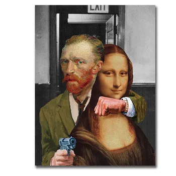Zábavné Umenie Van Gogh a Mona Lisa DIY Nalial Lepidlo Diamond Súpravy Maľovanie Vrúbkovaným Okrajom Plátno Abstraktné Slávny Plátno Jedinečný Dar