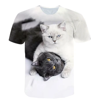Móda Ženy 3D Tričko Tlač Nové Cool T-shirt Mačka Krátkym Rukávom Letné Topy Tees Žena T-Shirt Nadrozmerné Oblečenie