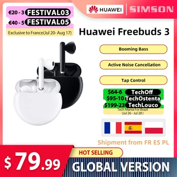 Huawei Freebuds 3 Globálna Verzia Bezdrôtové Bluetooth Slúchadlá TWS Headset Aktívne Hluk CancellationKirin A1 Čip ANC Funkcia