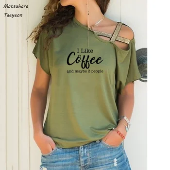 Plus Veľkosť T-shirt mám Rád Kávu a 3 Ľudia Vytlačené Bavlna Zábavné Kávy Milenca Wome T Shirt Kávu, Čaj Darček pre Priateľa, Topy