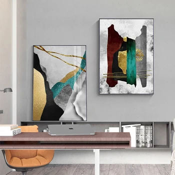 Moderné Abstraktné Spájať Farebný Blok Maľovanie Geometrické Plátne, Plagát, Tlač Nordic Wall Art Obrázky, Obývacia Izba, Spálňa Decor