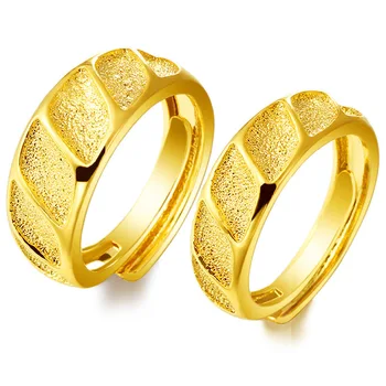 18K Žlté Zlato Á Krúžok Pre Pár Milovník Luxusu Matné Zlato Pár Prst Prsteň Valentína, Narodeniny Jemné Šperky Dary