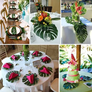 10/12pcs Umelá Tropická Palmové Listy Simulácia Leaf Monstera Listy Pre Hawaiian Luau Party Jungle Pláži Tému Party Decor