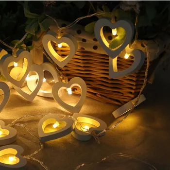 Párty Dekorácie, Svadobné Dekorácie 1 M 10 Svetla String LED Dreva Láska Garland Batérie Poľa Nový Rok, Vianoce Domova Narodeniny