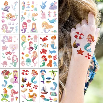 10pcs/veľa dočasné tetovanie nálepky deti roztomilý kreslený vody tetovanie jednorožec morská víla zvierat nálepky tvár ručné tetovanie prst malé