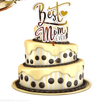 Najlepšie MAMA Narodeniny, Party Tortu Vňaťou Zlaté Vďakyvzdania Matky Deň Akryl Narodeninovú Tortu Vňaťou pre MAMU Dovolenku Cake Decoration