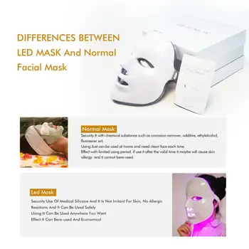 Led Tvár Svetelná Terapia 7 Farieb Led Pleťová Maska Kórejský Skin Care Beauty Maska Proti Akné Tvárových Vrások, Odstránenie Omladenie Pleti