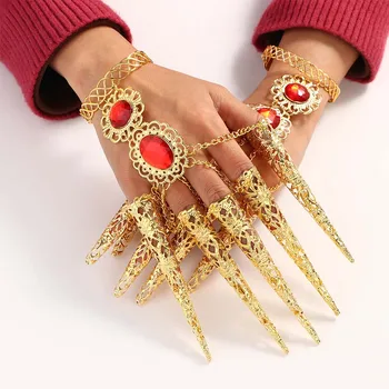 1Pcs Módne Indickej Thai Zlaté Prst Náramok Svieti Červená Crystal Dievča, Brušný Tanec Príslušenstvo Šperky