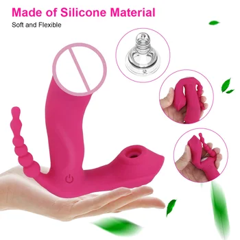 Multifunkčné Análny Pošvy Stimulátor Klitorisu Erotické Hračky Nositeľné Dildo Vibrátor 3 V 1 Sania Vibrátor Sexuálne Hračky pre Ženy