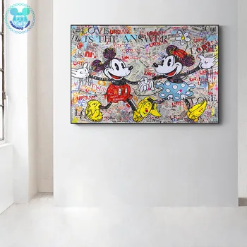 Disney Plátno Plagát Umenie Obrazy Mickey Plagáty Graffiti, Street Art Stenu Minnie Vytlačí na Stenu Umenie Fotografie pre Miestnosti Domova