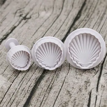 3ks/set Biela Sea Shell Tvar 3D Silikónové Fondant Tortu Formy Nástroje Pečenie Fondant Formy súbory Cookie Cutter Tortu Pečenie Nástroje