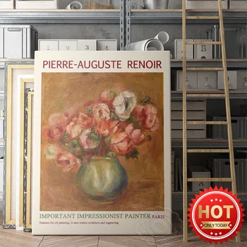 Pierre Auguste Renoir Barnes Nadácie Výstava, Plagát, Impresionistického Maliara Pierra Umelecké Diela Anemones Retro Stenu Obrázok