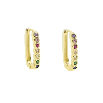 Multicoloed Kamene Hoop Náušnice pre Ženy, Striebra, Zlata Farba Minimalistický Jednoduchý Kruh Earing pravého Striebra kórejský Módne Šperky