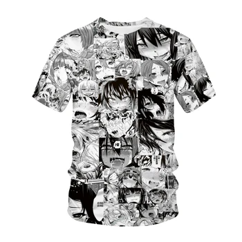 Nové Ahegao T-shirt Anime 3D Tlač Muži Ženy Streetwear Lolita Anime O-Krku Hiphop T Shirt Harajuku Bežné Topy Sexy Dievča Oblečenie