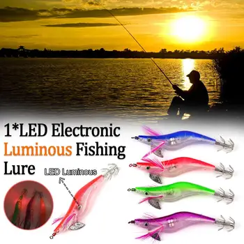 Blikajúce LED Rybárske Lure Bleskové Svetlo 10cm Dáždnik Háčik Dvojvrstvové Svetelný Squid Prípravok Krevety Návnadu Náhodné Farby Doručenia 1PCS