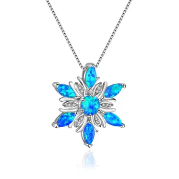 Móda Nádherné Modré Opal Snowflake Prívesok Náhrdelník Elegantné Nevesta Zapojenie Svadobné Šperky