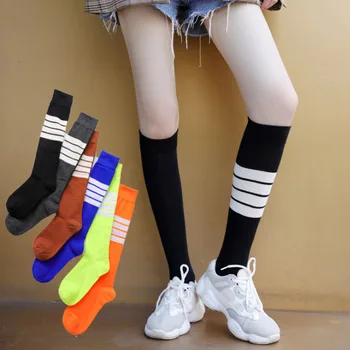 Móda Prúžok Pančuchy Ženy Bavlna Médiá Beží Kolená Vysoké Dlhé Športové Ponožky Nové Jarné Letné Ponožky Ženy
