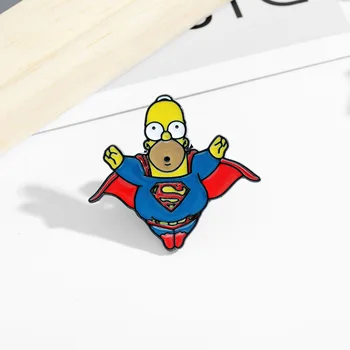 Roztomilý Kreslený Simpsonovci Brošňa Super-človek Tričko Odznaky Smalt Kolíky Broches pre Mužov, Ženy Odznak Borovíc Brošne Príslušenstvo Šperky