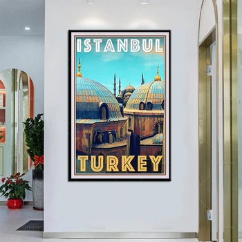 Retro Vintage Štýl, Cestovanie Plagát Istanbul Turecko olejomaľba Plagáty a tlač na Plátno na Stenu Umenie Modulárny Obrázky Domova