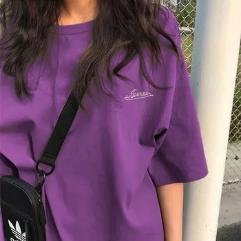 Harajuku Nadrozmerná T Shirt Ženy Výšivky Roztomilý y2k estetické kpop ženy módne topy lete plus veľkosť grafické t košele