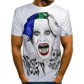 2020 Lete Klaun Biela Joker 3d Vytlačené T Shirt Mužov Joker Tvár Bežné Mužské Tričko Klaun, Krátky Rukáv Zábavné Tričká Topy