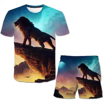 Cartoon zvierat dieťa dieťa, chlapec, chlapec, dievča, dieťa, krátky rukáv + šortky letné oblečenie lev 3D tlač oblek