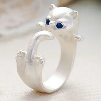 Kúzlo Vinutia Mačka Otvoriť Prstene pre Ženy Ručné Pôvodného Módny Dievča Zabrániť Alergikov Striebro-Farebné Šperky