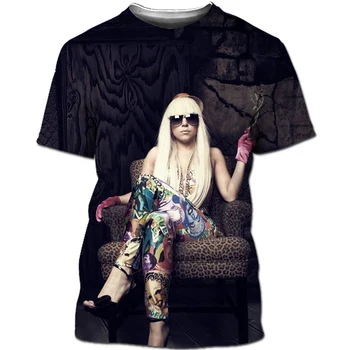 NISDCIHD Lady Gaga Superstar Fashion T-shirt 3D Tlač Star Mužov Hudby Tee Hip Hop pánske T-Shirt Sexi Speváčka Streetwear
