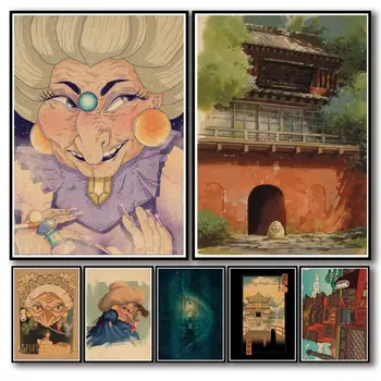37 Vzory Ghibli Film Odvážneho Preč Kraftpaper Plagát HomeDecal Maľovanie na Stenu, Nálepky na Kávu Dom Bar