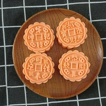 Mesiac Tortu Formy 50g Čínske Tradičné Ručné Tlak Mooncake Formy pre Mid-Jeseň DIY Pečivo Nástroj Súpravy s 4pcs Kolo Biela M