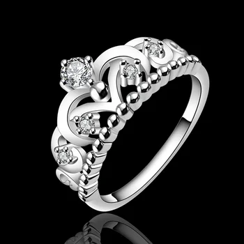 Ušľachtilý pre svadobné ženy móda Strieborná farba šperky koruny Prstene, prívesky obľúbené šperky doprava zadarmo výrobnú cenu R601