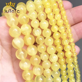 Prírodné Perly Žltá Jades Kolo Voľné Kameň Korálky Pre Šperky, Takže DIY Náramok Náušnice Nacklace Príslušenstvo 15