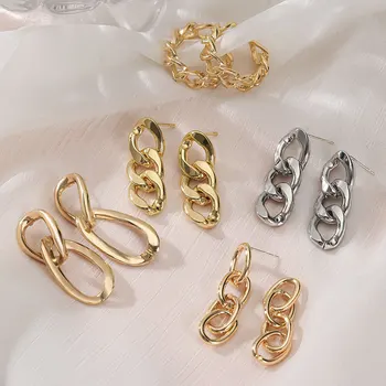 Nové Módne Náušnice Pre Ženy Vintage Zlaté Kruhové Náušnice Vyhlásenie Geometrie Striebornej Farby S Príveskom, Náušnice 2021 Trend Šperky