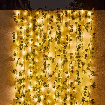 Zelené Rastliny Svetlo Slnečné Svetlo Javorový List Rozprávkových Svetiel LED Vodotesný Vonkajší Veniec Solárne Lampy Vianočné Závesné Záhrada Dekor