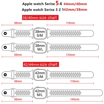 Silikónové Popruh Pre apple hodinky Kapela 40 mm/44 mm 42mm/38mm iWatch Priedušná WATCHBAND náramok Apple hodinky série SE 3 4 5 6 band