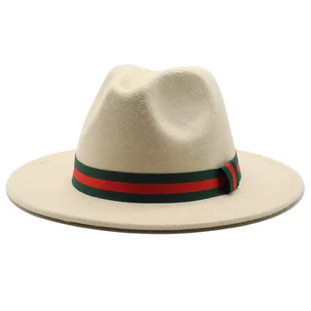 Nový štýl big okraj klobúka pre jesenné a zimné móda plochý okraj cylinder pre mužov a ženy, vlnené jazz čiapky