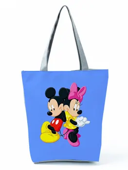Disney Mickey Minnie Vytlačené Kabelky Vysokou Kapacitou Prenosná Taška Cez Rameno Cartoon Ženy Nákupní Taška Móda Cestovanie Plážová Taška